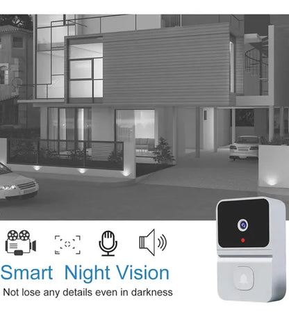 Campainha Inteligente Camera Sem Fio Wi-fi Prova De agua Audio Cor Branco